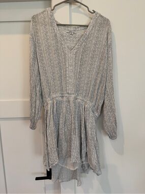 O'Neill Light Blue Striped Floral Long Sleeve Dress